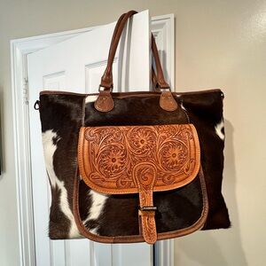American Darling Tri-Color Cowhide Leather XL Tote